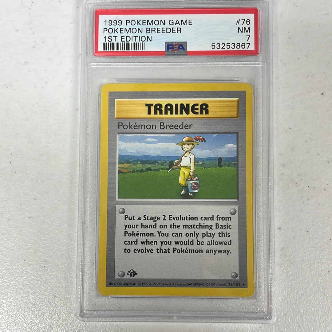 PSA 7 NM - Pokémon Breeder 76/102 1st Edition Base Set Shadowless Pokemon