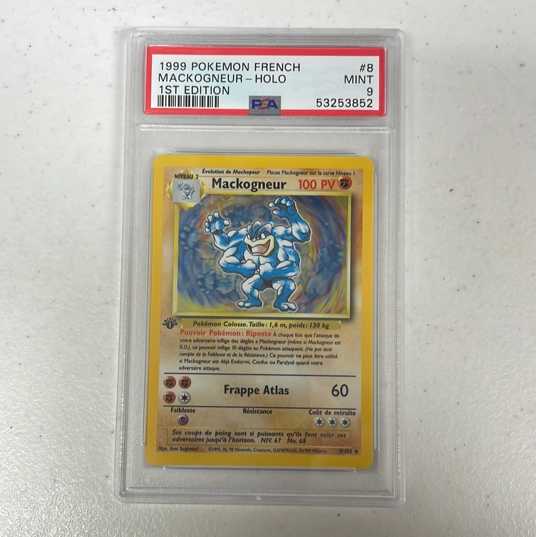 PSA 9 MINT - Machamp 8/102 1st Edition French Base Set Holo Pokemon