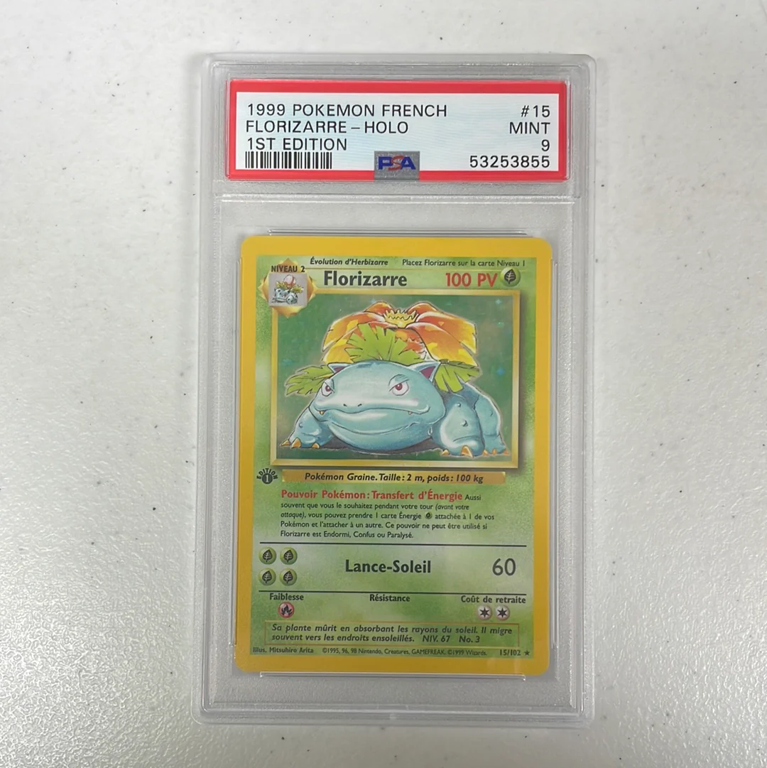PSA 9 MINT - Venusaur 15/102 1st Edition French Base Set Holo Pokemon